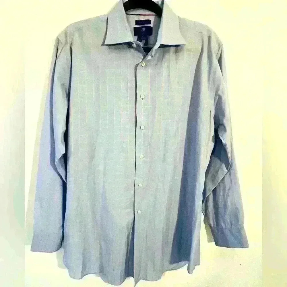 Egara Egyptian Cotton Blue & Orange Checkered Men’s shirt Size 32-32 Neck 16